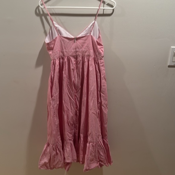 J. Crew Drapey Spaghetti strap red stripe Midi Dress 6 - Picture 5 of 7